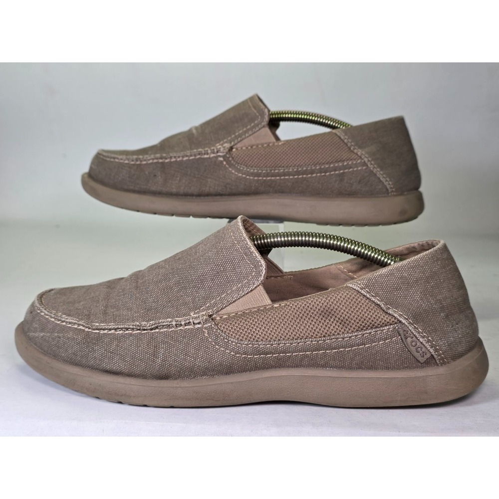 Crocs Santa Cruz 2 Luxe Men's Shoes Size 9 Beige Tan Slip On Loafers 202056